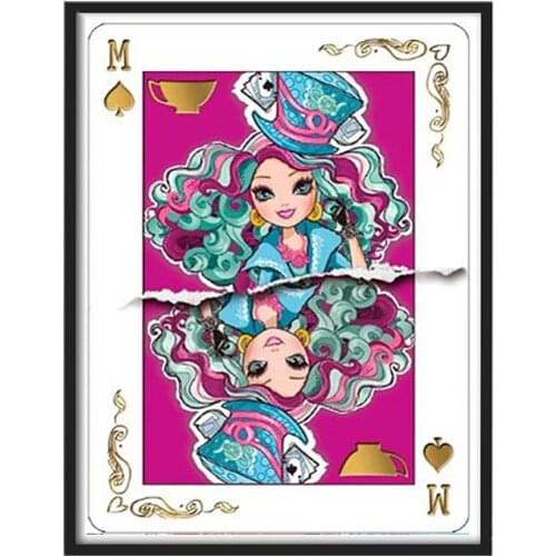5D Diamond Painting Rhinestone Cartoon Girl Poker Diamond Embroidery Cross Stitch Rhinestone Mosaic for Leaving Kids A2304
