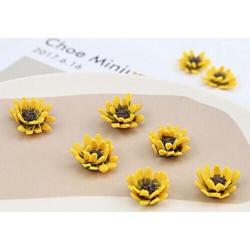 6pcs New Korean Style Holiday Wind Sun Flower Earrings For Women Summer Fresh Soft Ceramic Earrings Diy Jewelry Accessories
