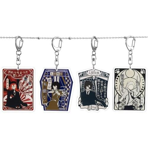 Anime Cartoon Key Chain Bungo Stray Dogs Figure Kawaii Acrylic Nakajima Atsushi Dazai Osamu Keyring Women Man Bag Car Trinket