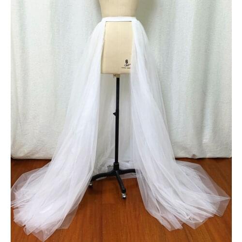 White Detachable Tulle Overskirt Party Skirt Elastic Waist For Bridal Women Overlay Wedding Skirt Photography 3 layer Long Train