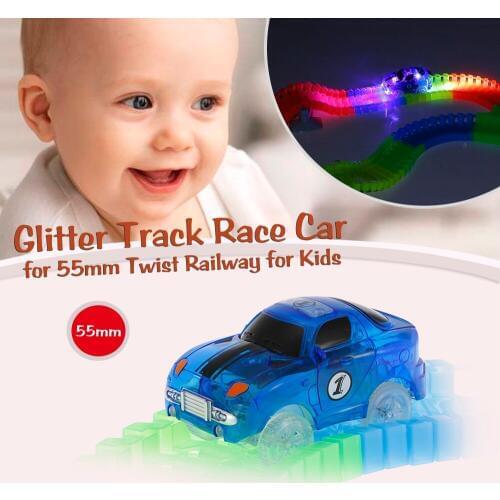 Glitter Track Race Car for 55mm Neon Glow in Darkness Glowing Track Boys & Girls Educational for Kids