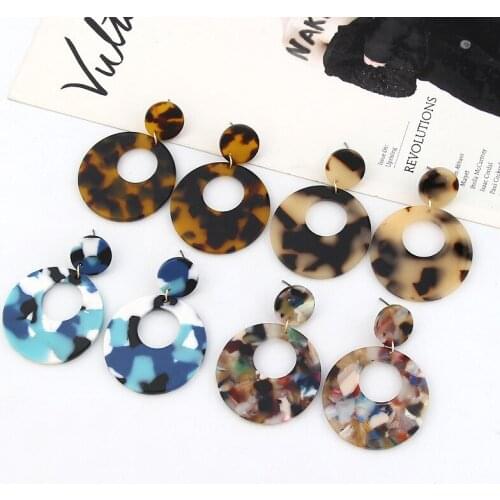 Geometric Large Acrylic Hoop Earrings for Women Fashion Statement Resin Dangle Earrings 2021 Trend Brincos Wedding Jewelry