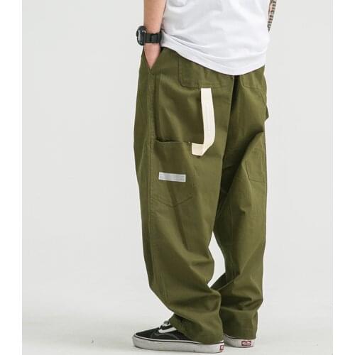 Summer Fashion Mens Loose Cotton Tapered Casual Overalls Outdoor Camping Hiking Students Pants Travel Labor Cargo Trousers