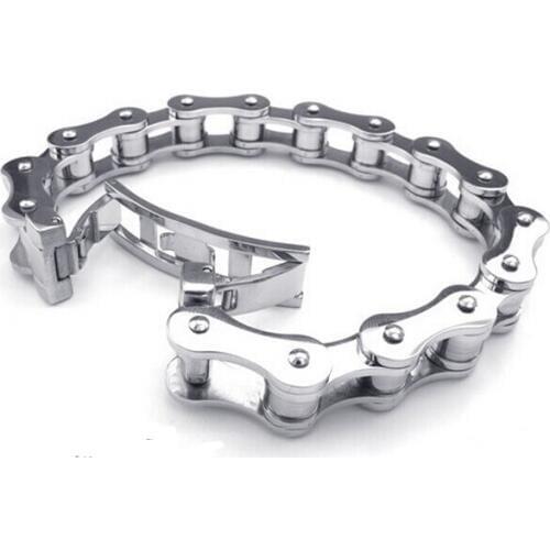 Solid Motorcycle chain Stainless steel Link Chain Bracelet for women Mens Jewelry Gifts 11mm wide