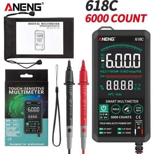 Mini 618C Digital Multimeter Professional Smart Touch DC Analog True RMS Auto Tester Transistor Capacitor NCV Meter Testers