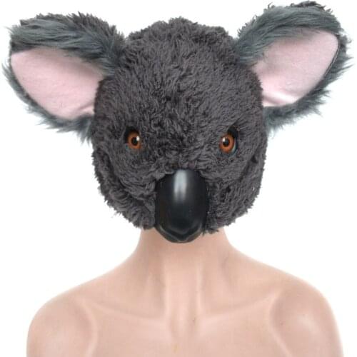 Hot Sale Half Face Koala Mask Plush Animal Headgear Halloween Role-playing Props Environmentally Friendly Wholesale