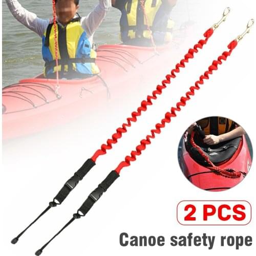 2pcs Stretchable Kayak Canoe Elastic Paddle Leash 50cm-110cm Safety Fishing Rod Lanyard RopeRowing Boats Lanyard Accessories