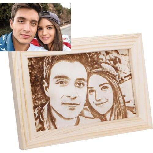 Custom Photo Engraved Wood Picture Frame Personalized Natural Wooden Photo Frame Wedding Accessories Family Gift for lovers