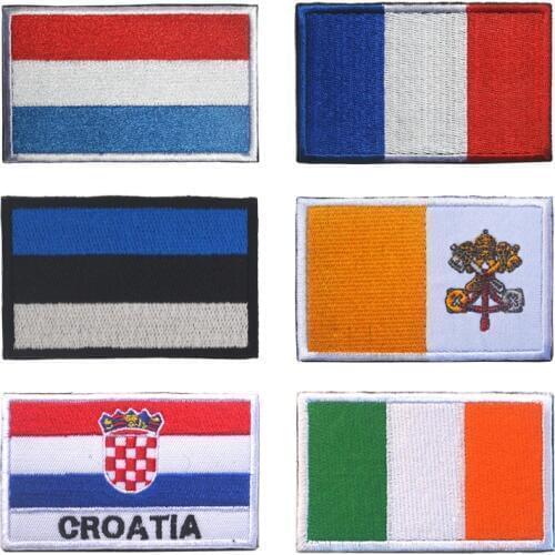 France Croatia Flag Patch Army Military Tactical Patch Hook Loop Embroidered Country Flag Patches For Clothes Stripe