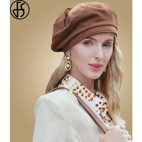 FS Berets Hats For Women Girl Solid Color Lmitation Suede Beret French Winter Beanie Hat Vintage Beret Solid Color Elegant Lady