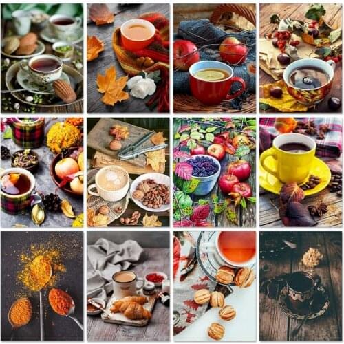 GATYZTORY Painting On Number Adults Unframe DIY Unique Gift Oil Painting By Numbers Coffee Cup Acrylic Paint Home Decoration