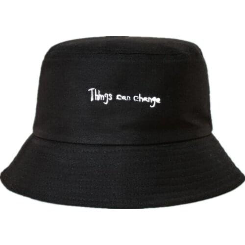 Letter Embroidery Cotton Bucket Hat Fisherman Hat Outdoor Travel Hat Sun Cap Hatfor Men and Women 171