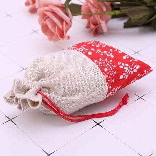 94PF Cotton Linen Pouch Drawstring Jewelry Wedding Favors Gift Bag Storage Handmade