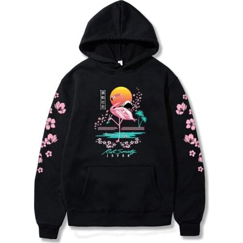 Graphic Hoodies Men/Women Streetwear Flamingo Cherry Blossom Printing Oversized Sweatshirt Hip Hop Fashion Tops Unisex Colors12