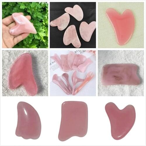 Natural Rose Quartz Jade Gua Sha Board Acupuncture Massage Face Lifting Stone Guasha Scraping Facial Gouache Pink Quartz Massage
