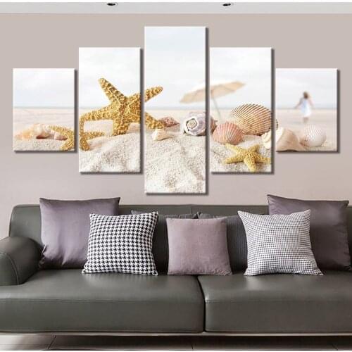 Canvas Painting Wall Art Pictures Frame Home Decoration Decor 5 Piece Seascape sunset Poster Home Décor