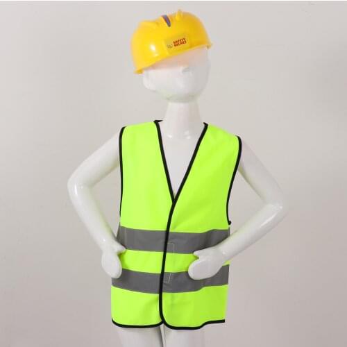 Halloween Builders Cosplay Set Kids Simulation Engineer Reflective Working Vest Safety Hat for Masquerade Party Dress Up Costume