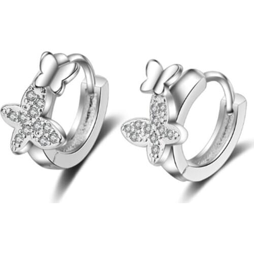 Korean version of the new personality fashion trend wild butterfly female models silver plated ear rings YE040
