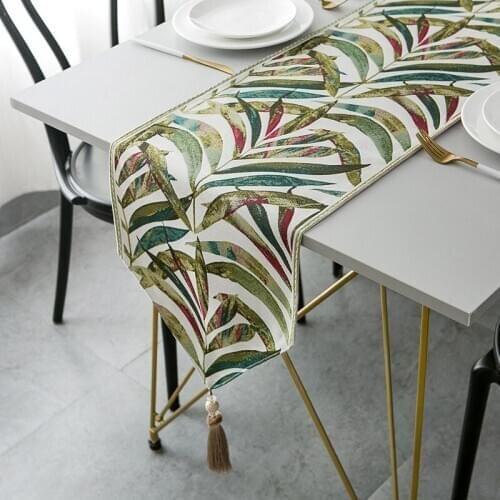 Colorful Leaves Jacquared Table Runners High-grade Luxury Tassels Throw Runners Dining Table Shoe Cabinet Covers Table Cloth
