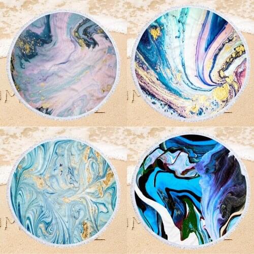 Creative Printing Quicksand Beach Towel 150cm Round Microfiber Bath Towel Home Decor Wall Tapestry Travel Yoga Mat