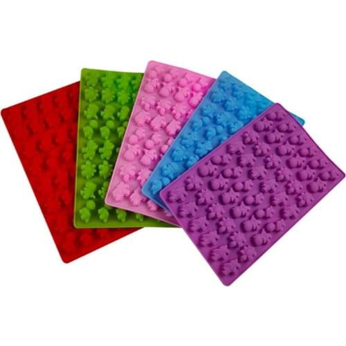 Hot 100pcs/lot 48 Cavity Silicone Dinosaur Mold Chocolate Gummy Cake Candy Ice Cube Tray Mold Cake Baking Decorating Tools