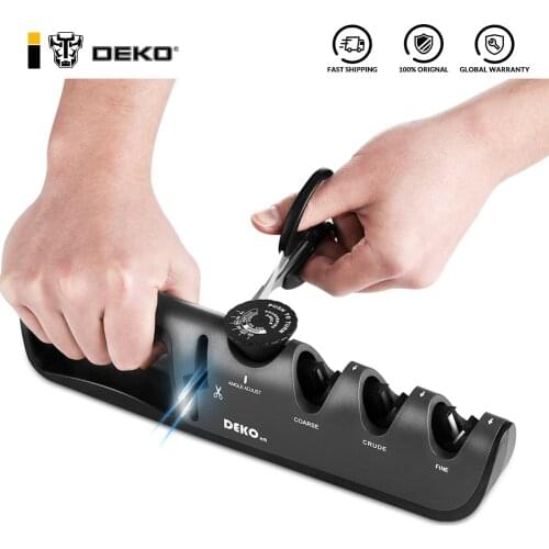 DEKO 4 in 1 multifunction Knife Sharpener Adjustable Angle Grind scissors Professional Grinding Machine Sharpening Tools