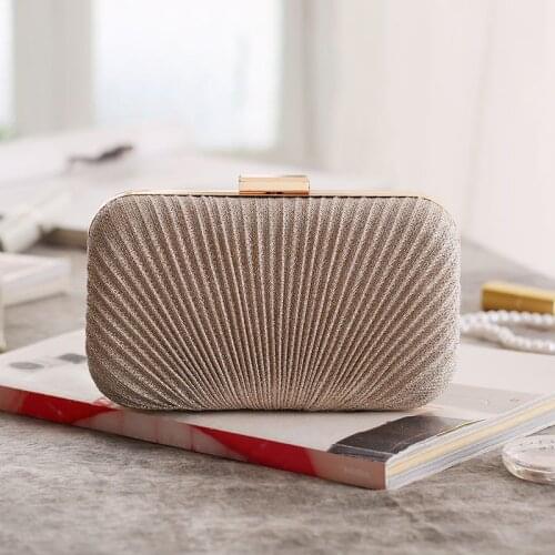 Fashion Lady Handbags Ruched Evening Women Bags For Party Metal Golden Handbags Chain Shoulder Purse