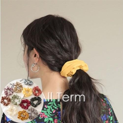 MueRaa Leather Korean Style Women Girls Solid Color Hair Ties Scrunchies Fashion Folds Elegant Hair Accessories Elastic Hairband