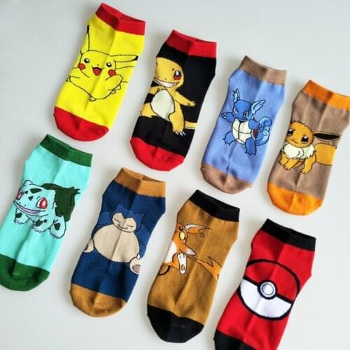 Anime Pokemon Pikachu Sport Charmander Bulbasaur Fashion Ankle Cotton Socks Cartoon Lovers Boat Socks for Teens Men Women Gifts
