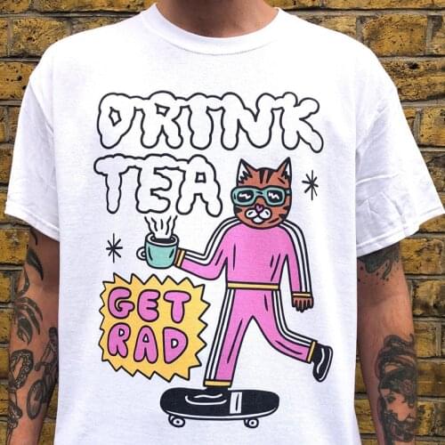 2021 Summer New Cartoon Print Unisex Japan Harajuku Graphic Tees White Short Sleeve Cotton Tops Plus Size Funny Hipster tshirts