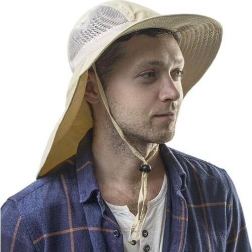 New Arrival Summer Men Sun Hat With Pearl Adjustable Big Heads Wide-Brimmed Beach Hat UV Protection Packable Sun Visor Hat