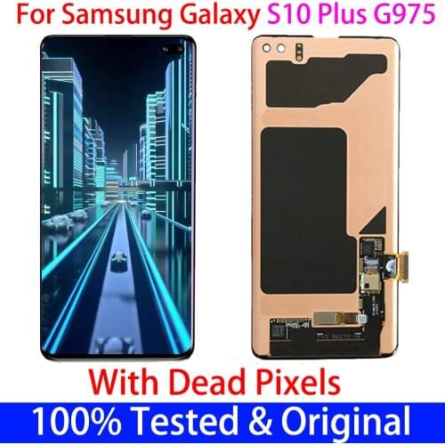 Original 6.4'' LCD For SAMSUNG Galaxy S10 PLUS SM-G9750 G975F s10plus Display+Touch Screen Digitizer Replacement With dead pixel