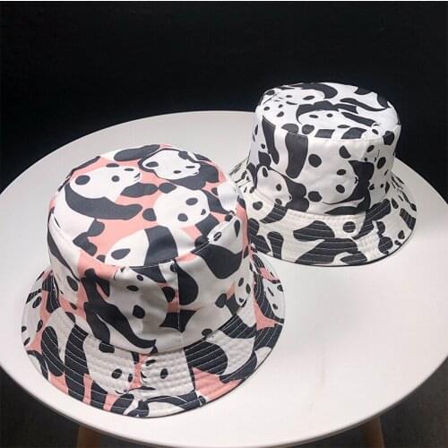 Panda Print Bucket Cap Fabric Foldable Sun Protection Cartoon Fishing Hat Home Prefer Lightweight Unisex Summer Hat Cap