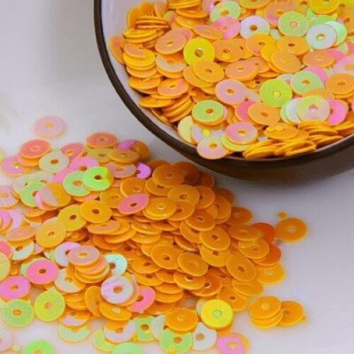 50g 5mm Flat Round Sequins For Crafts PVC DIY Sewing Orange AB New Arrival Confetti