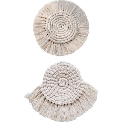 Handwoven Macrame Coasters Cotton Rope Braided Placemats Cup Pad Table Decor Heat Resistant Table Mat Cup Outgoing