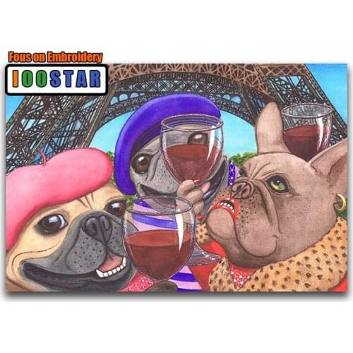 Full Round Diamond painting Cartoon DIY 3D Diamond mosaic Eiffell Full Square Diamond embroidery Cross stitch Dog family