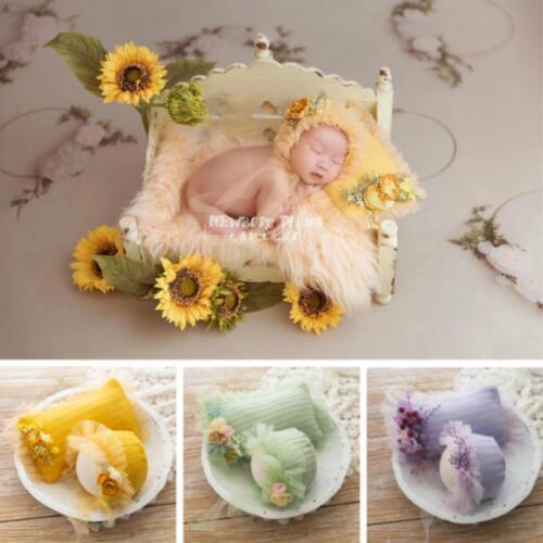 Newborn Photography Props Baby Flower Hats Photo Props Infant Shooting Accessories Posing Props Baby Pillows Sweet Props 1 Set