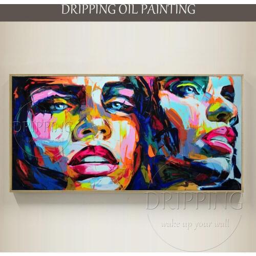 Artist Hand-painted Top Quality Abstract Double Faces Oil Painting on Canvas Rich Colors Abstract Double Portraits Oil Painting