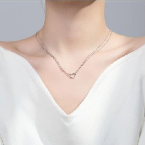 Silver Heart Necklaces 925 Sterling Silver Pendants Necklaces with CZ