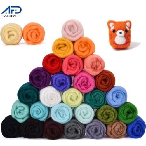 Mixed 50 Colors Felting Wool Fluffy Soft Roving Wool Fibre for DIY Needle Felting Doll Needlework Handmade Craft Supplies
