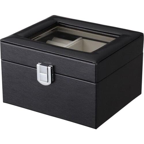 Juelee Dobule-layer Storage Box Transparent Open-cover Jewelry Box Multi-function Leather Jewelry Box for Woman