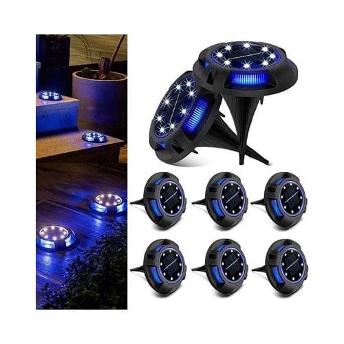 LED Solar Light Outdoor Waterproof Garden Street Light 8leds+4RGB/blue Solar Garden Lawn Landscape Decoration Walkway Light