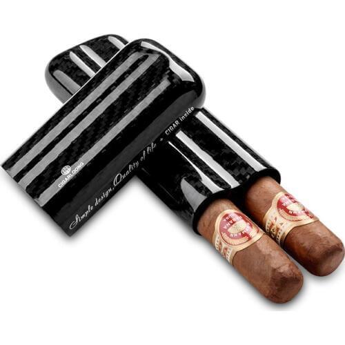Cigar tube portable retro carbon fiber cigar tube 3 stick cigar moisturizing tube smoking accessories CF-0409