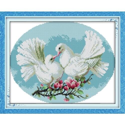 Everlasting Love Pigeon Lover Chinese Cross Stitch Kits Ecological Cotton Stamped Printed 11CT DIY New Year Decorations For Home