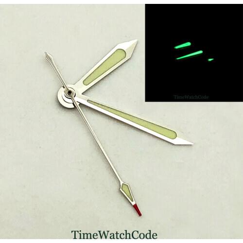 Green watch hands parts fit for Miyota8215 821A NH35 NH36 ETA2836 automatic movement green luminous stainless steel