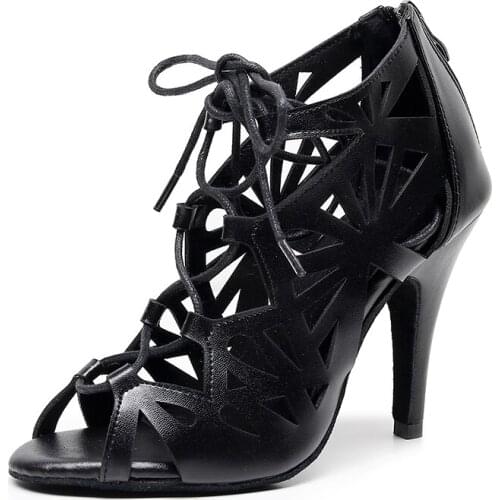 Ladies Lace-up Latin Ballroom Dancing Shoes Woman Black Brown Bachata Salsa Dance Sandals for Girls High Heels Dance Shoes