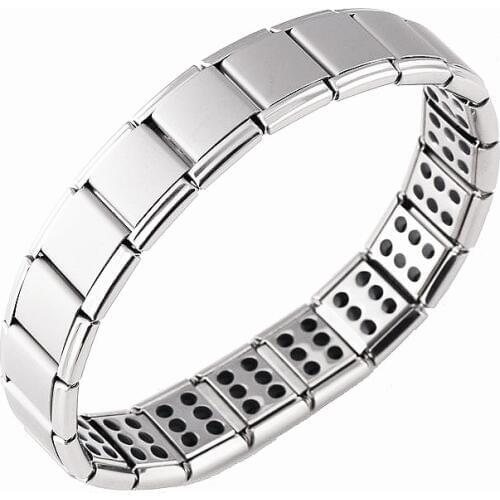 Women Jewelry Widen Elastic Stretch Energy Sports Magnetic Germanium Italian Charm Bracelet Fashion Stainless Steel Gifts ST23