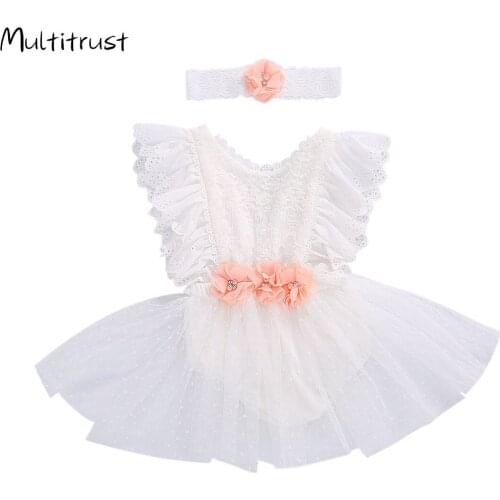 Baby Bodysuit Summer Infant Princess Ruffles Sleeve Flower Bodysuits Jumpsuits Tutu Dress Elegant Kid Sunsuits Outfits