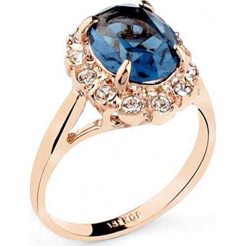 New Sale Brand TracysWing Genuine Austria Crystal Copper gold Color Rings for Women #RA10204Blue