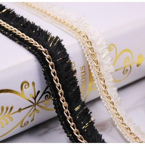 1Yards/Lot Beige Black Lace Ribbon Embroidered Lace Fabric Silk Tassel Fringe Trim Tassels for Jewelry Diy Clothing Accessories